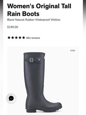 Hunter Black Women's Tall Waterproof Rain Boots